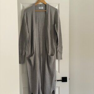 Old Navy Gray Longline Cardigan – Open Front Duster Sweater with Pockets